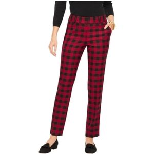Talbots Hampshire Ankle Womens Pants Size 14W Buffalo Plaid Red Black Wool Blend